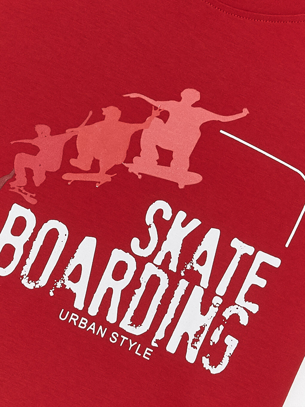 Bordo Bisiklet Yaka Baskılı Kısa Kollu Erkek Çocuk Tişört-2