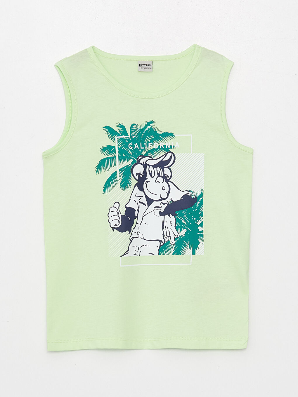 Bicycle Collar Nostalgic Monkey Printed Boy's Tank Top and Swim Shorts -S3L315Z4-LRR
