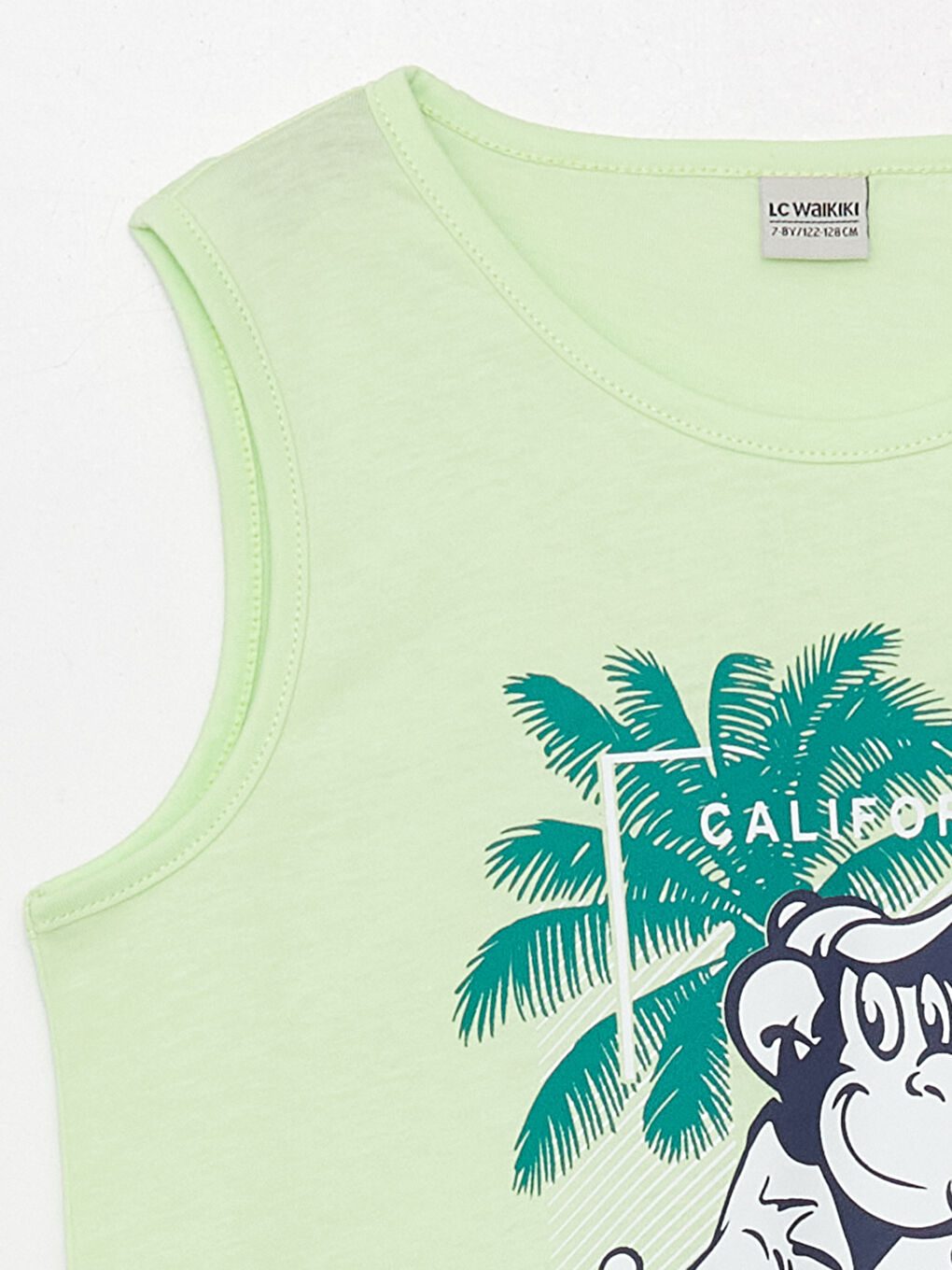 Bicycle Collar Nostalgic Monkey Printed Boy's Tank Top and Swim Shorts -S3L315Z4-LRR