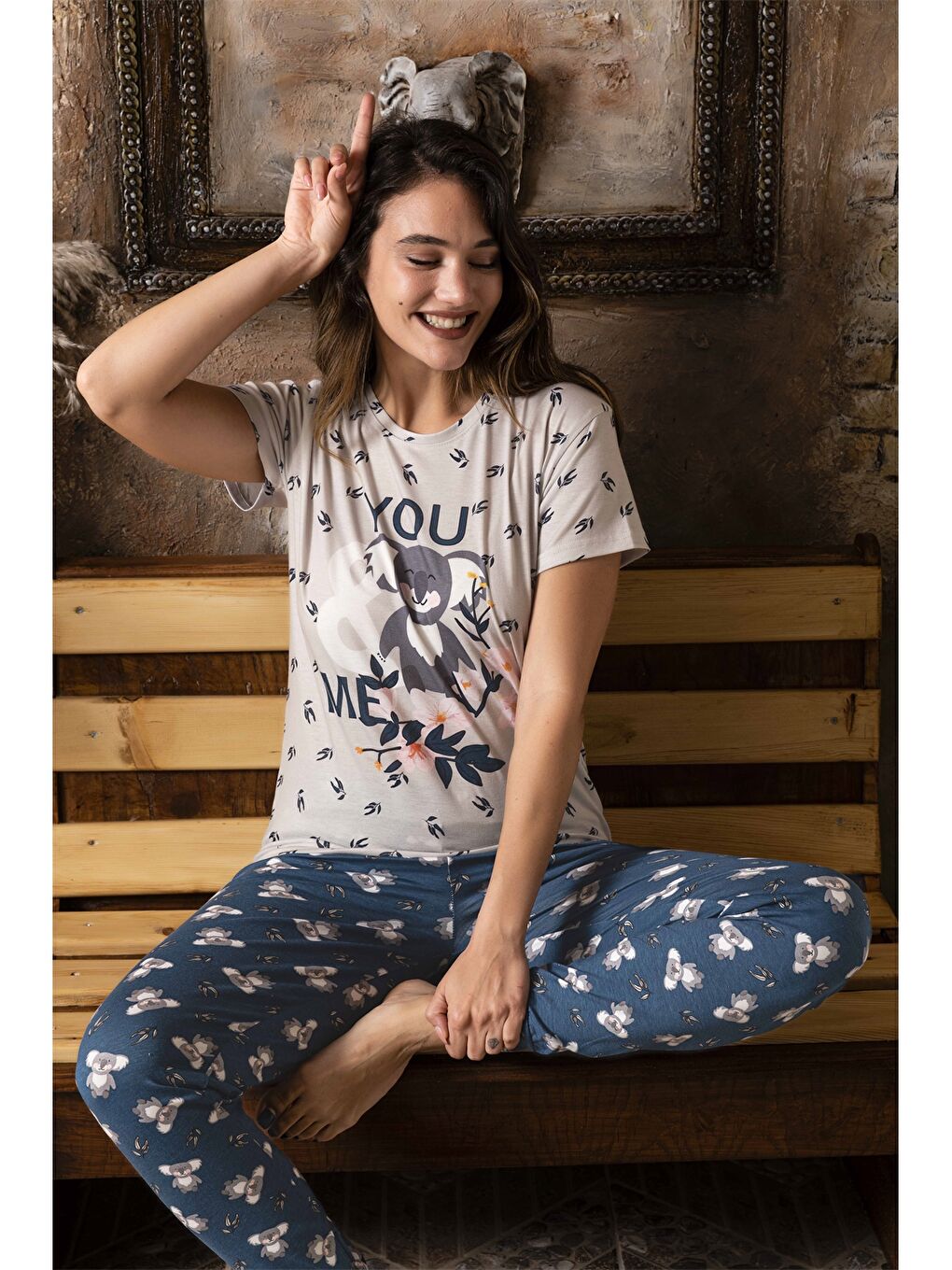 Mavi Bisiklet Yaka Kadın Pijama Takım