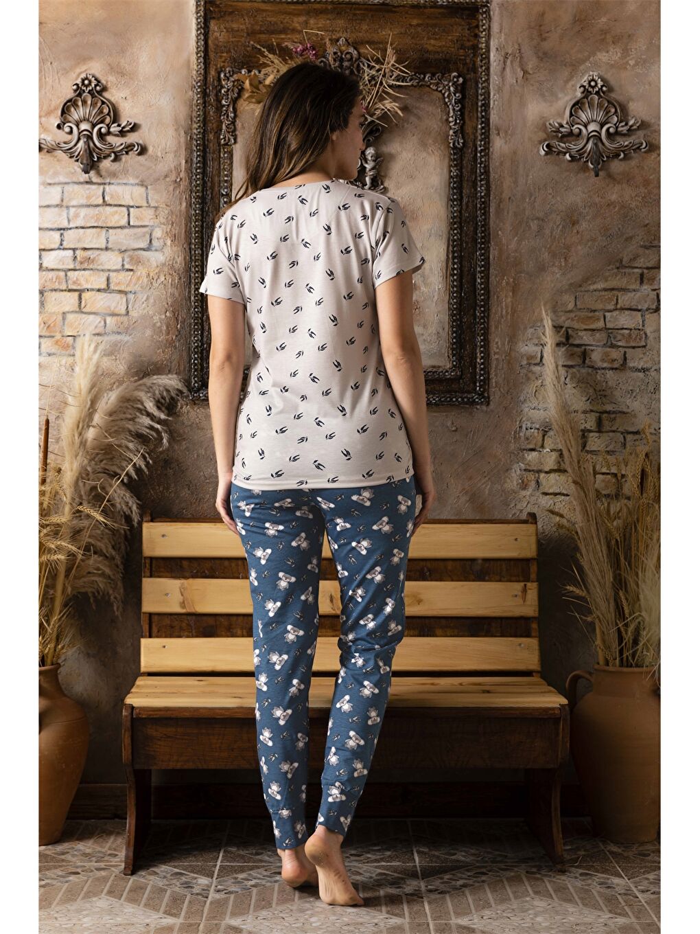 Mavi Bisiklet Yaka Kadın Pijama Takım-2