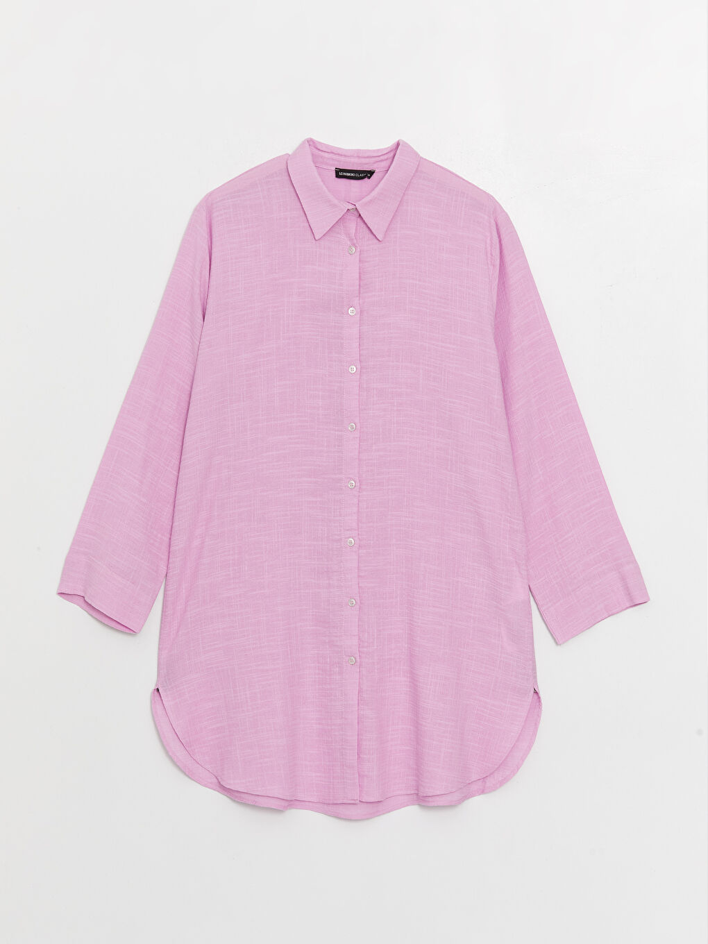 Lila Düz Uzun Kollu Kadın Gömlek Tunik-5