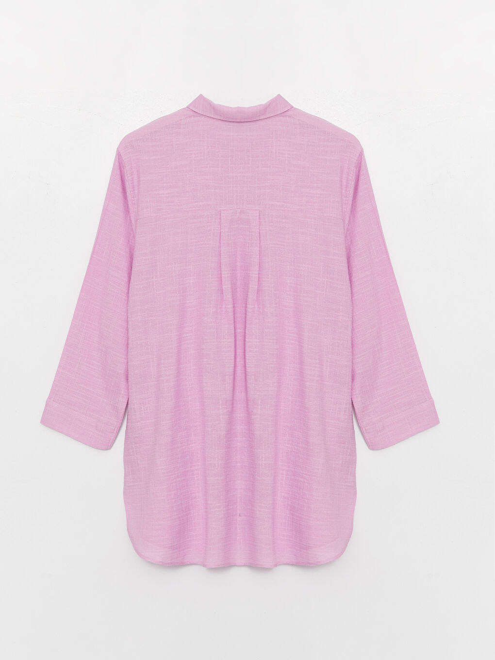 Lila Düz Uzun Kollu Kadın Gömlek Tunik-6