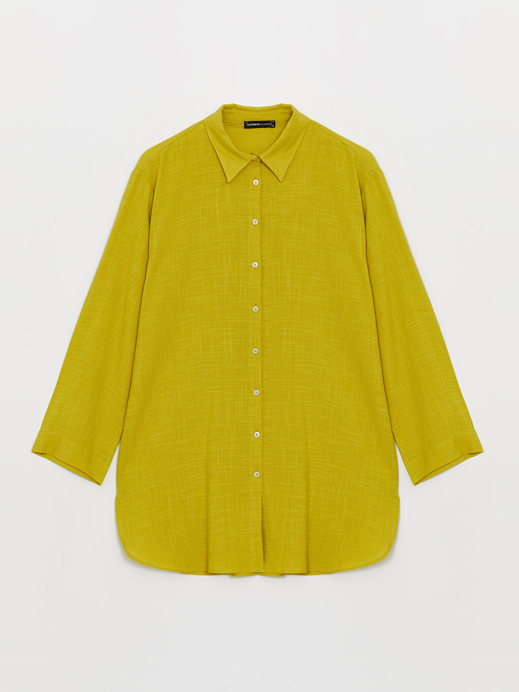 Yeşil Düz Uzun Kollu Kadın Gömlek Tunik-5