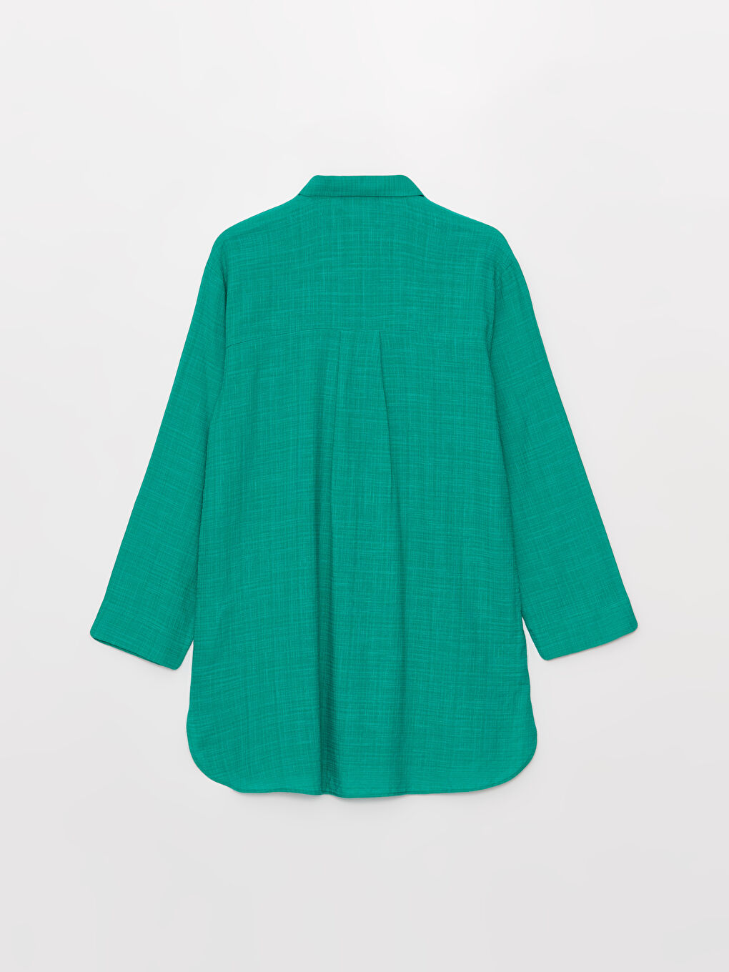 Yeşil Düz Uzun Kollu Kadın Gömlek Tunik-6