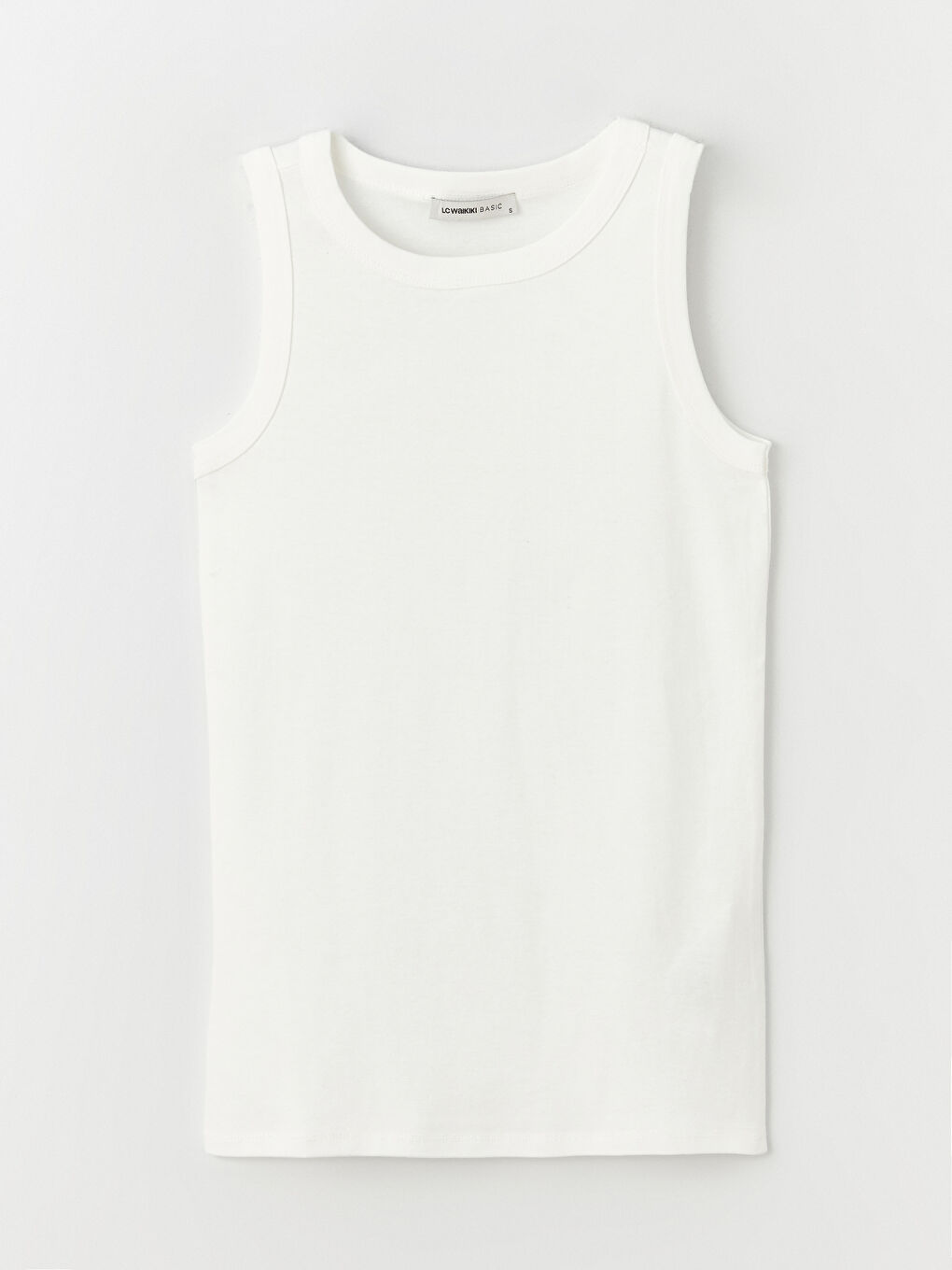 Ekru Kadın Bisiklet Yaka Düz Atlet-5