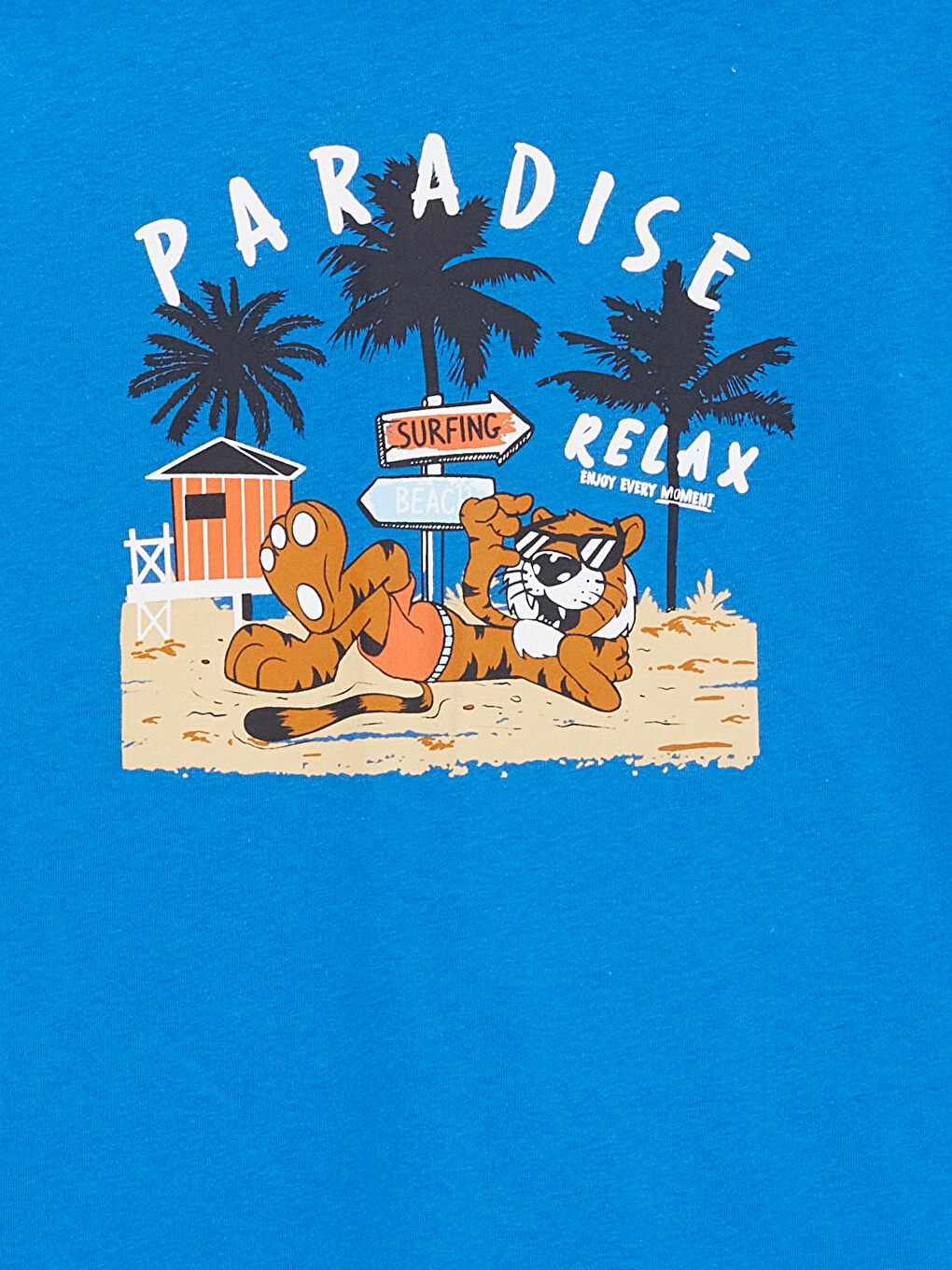 Mavi Bisiklet Yaka Baskılı Kısa Kollu Erkek Çocuk Tişört-1