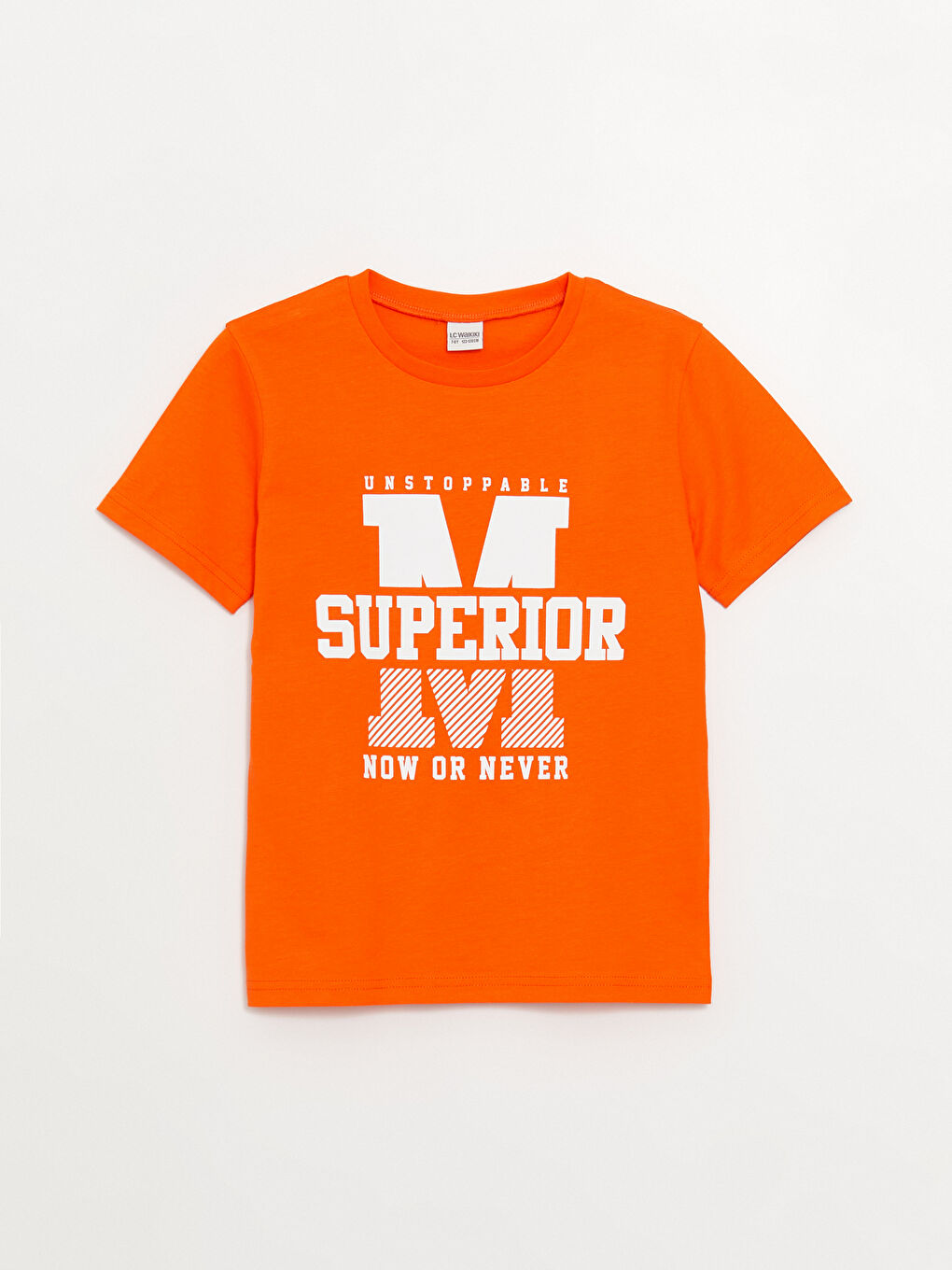 Turuncu Bisiklet Yaka Baskılı Kısa Kollu Erkek Çocuk Tişört