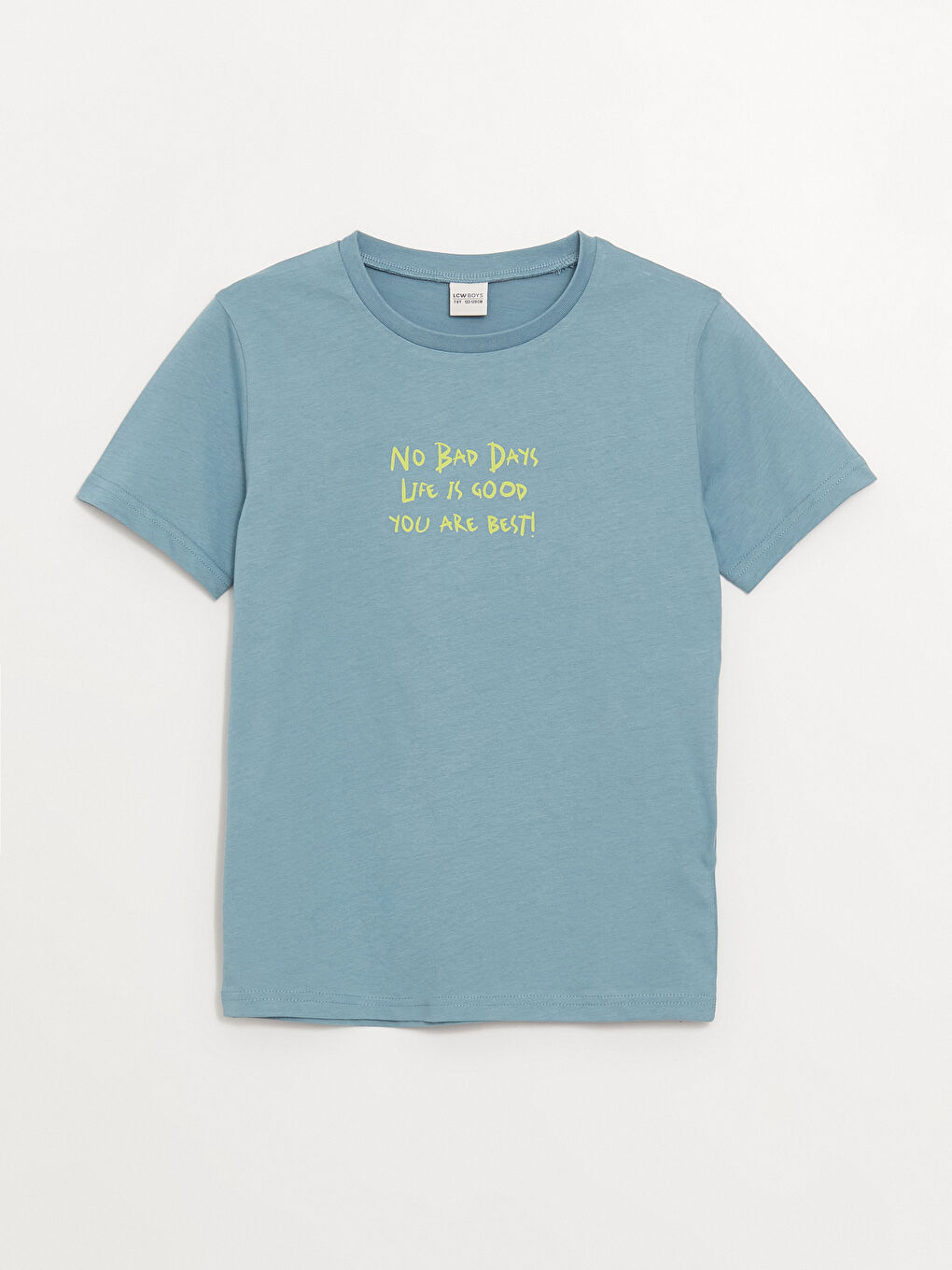 Mavi Bisiklet Yaka Baskılı Kısa Kollu Erkek Çocuk Tişört