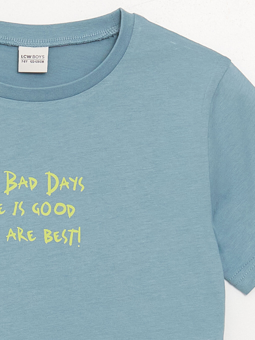 Mavi Bisiklet Yaka Baskılı Kısa Kollu Erkek Çocuk Tişört-1