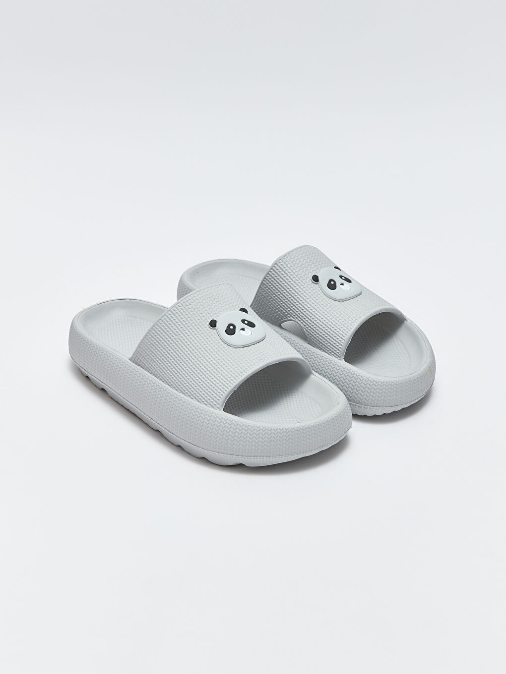 Gri Panda Baskılı Kadın Terlik