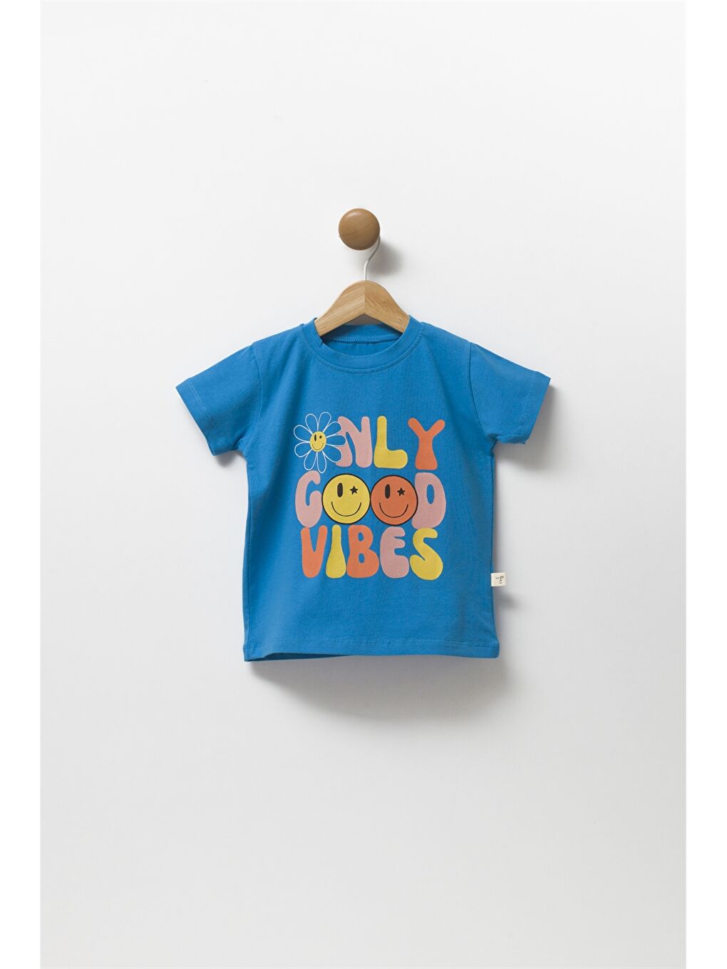 Mavi Bisiklet Yaka Kısa Kollu Baskılı Kız Bebek Tişört