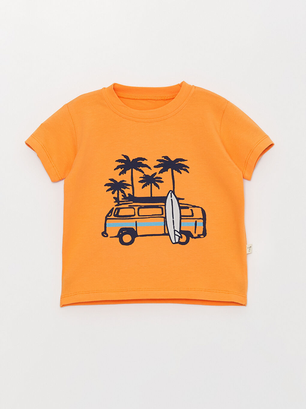 Turuncu Bisiklet Yaka Kısa Kollu Baskılı Erkek Bebek Tişört
