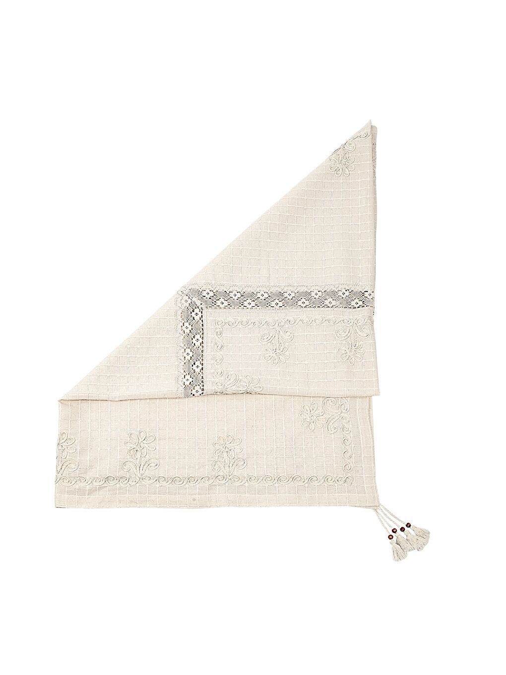 Ekru Desenli Masa Örtüsü 160x220 cm-5