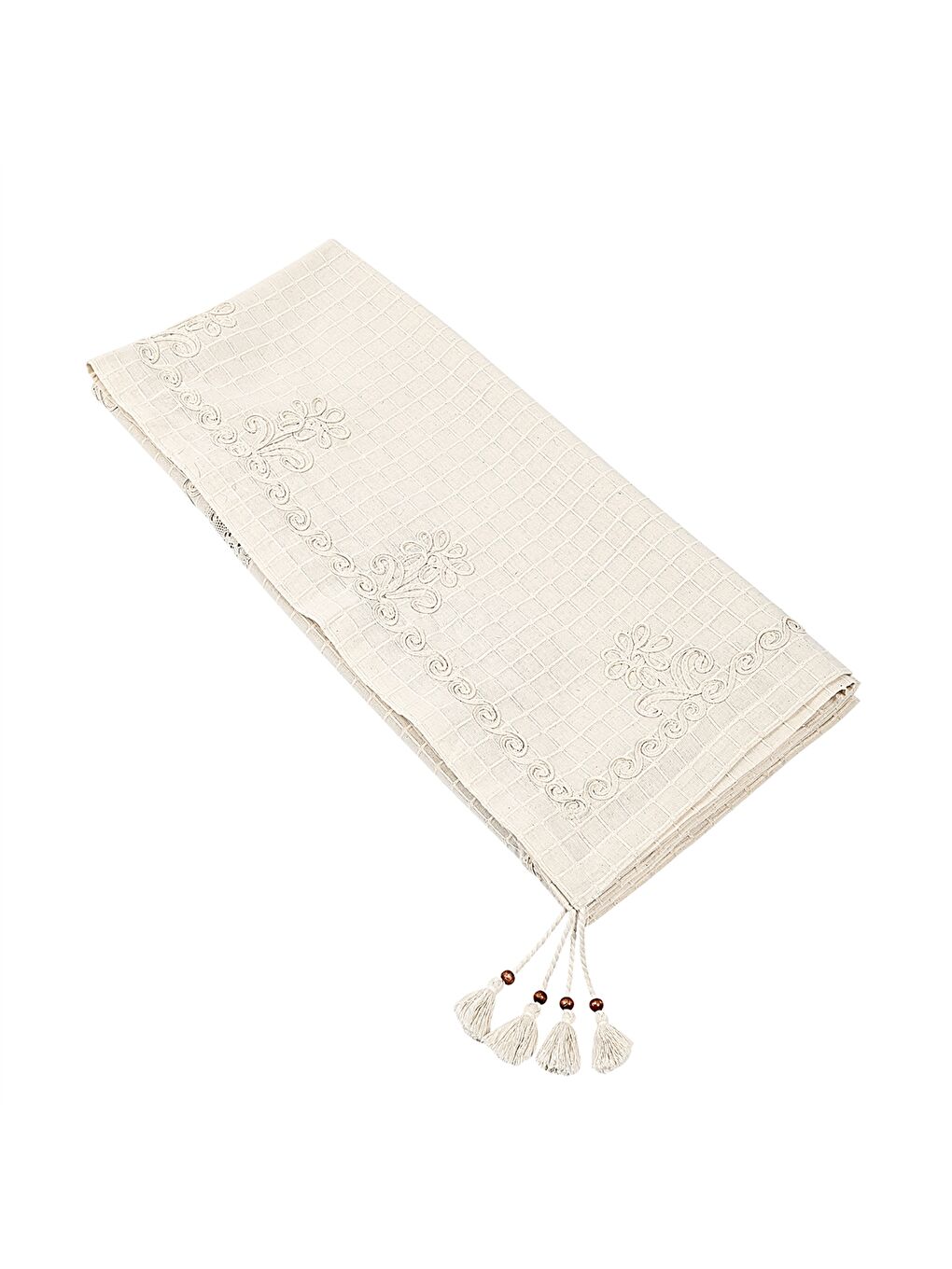 Ekru Desenli Masa Örtüsü 160x220 cm-6