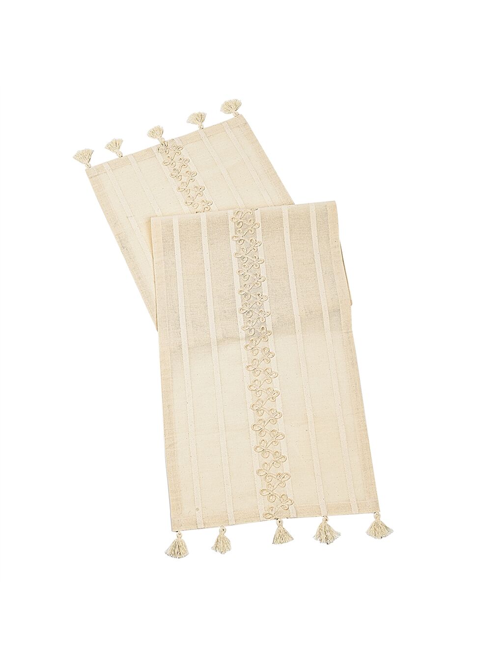 Ekru Desenli Runner 45x140 cm-3