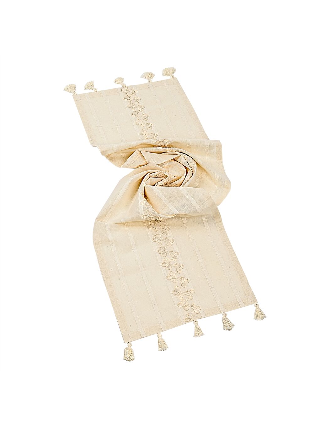 Ekru Desenli Runner 45x140 cm-4