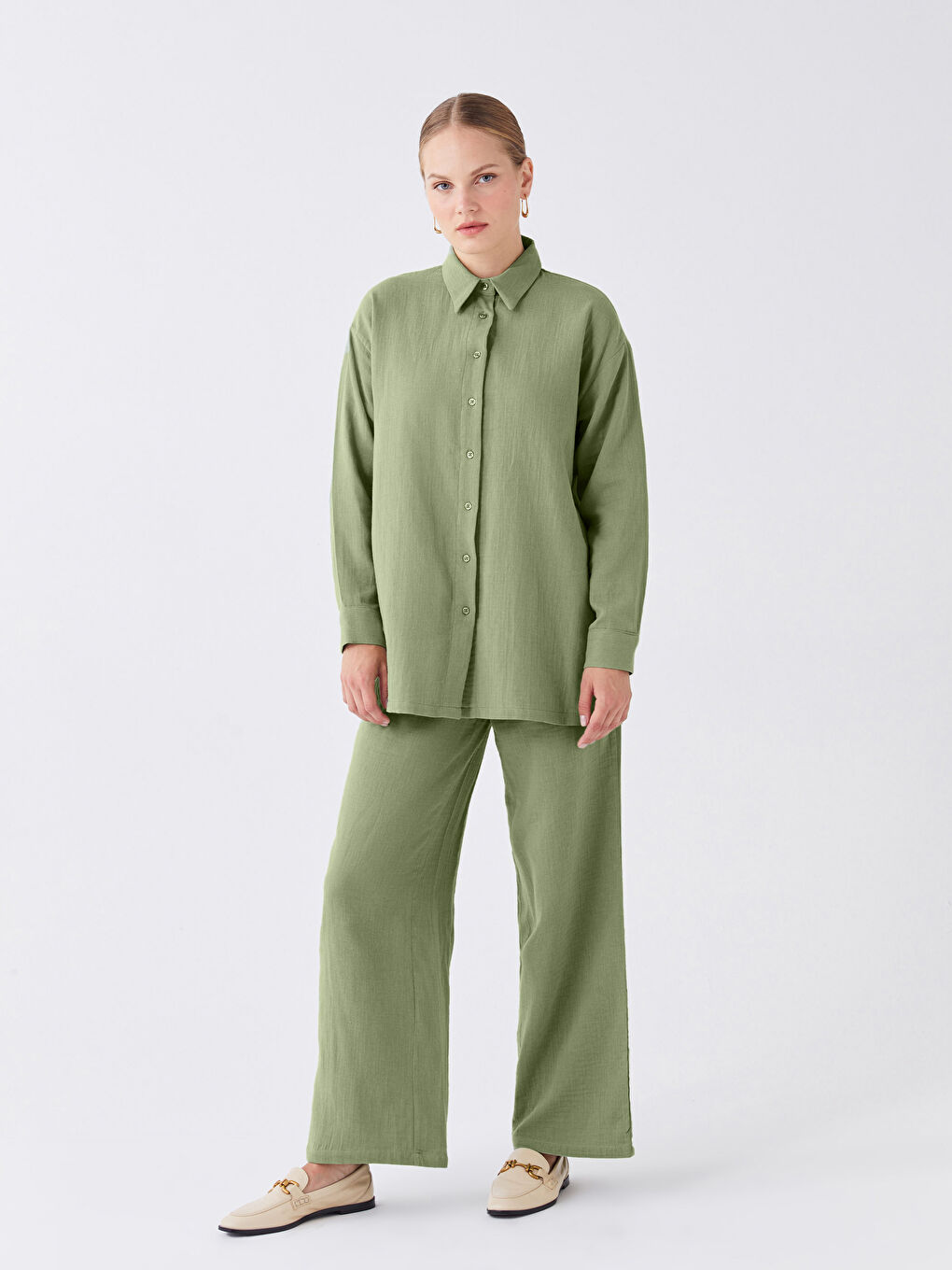 Plain Long Sleeve Oversize Women's Shirt Tunic-2