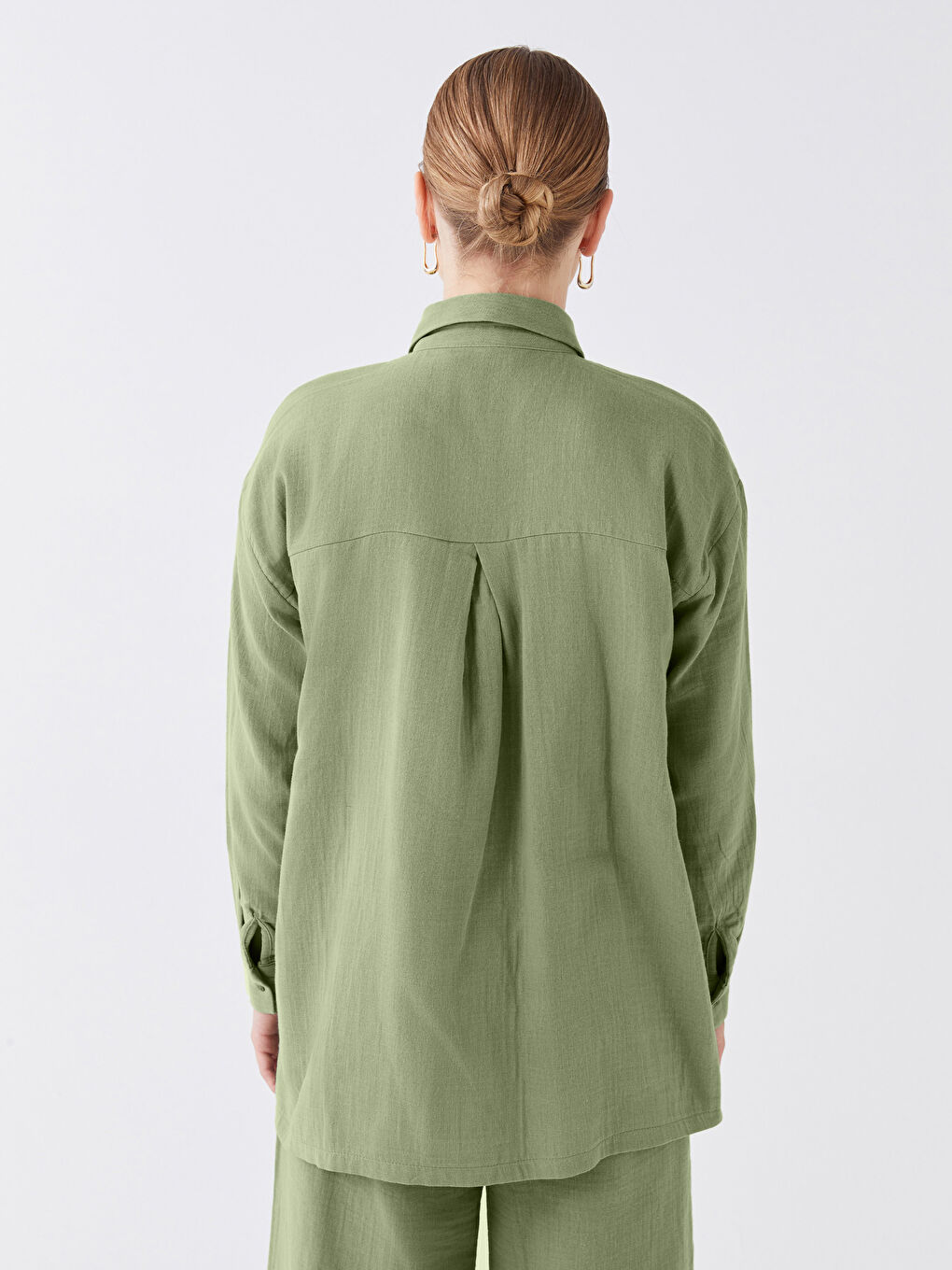 Plain Long Sleeve Oversize Women's Shirt Tunic-4