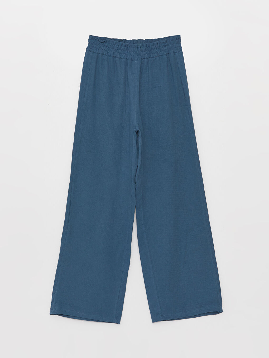 Mavi Beli Lastikli Rahat Kalıp Kadın Pantolon-5