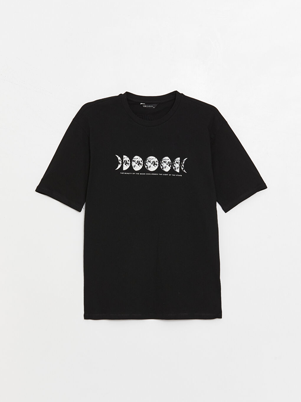 Siyah Bisiklet Yaka Kısa Kollu Baskılı Penye Erkek Tişört-5