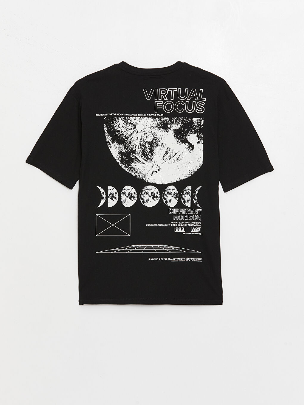 Siyah Bisiklet Yaka Kısa Kollu Baskılı Penye Erkek Tişört-6