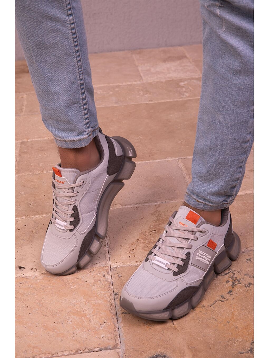 Mavi Baskılı Bağcıklı Erkek Aktif Spor Ayakkabı