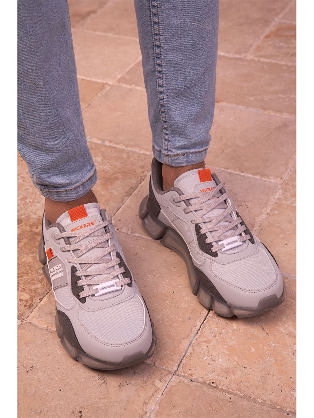 Mavi Baskılı Bağcıklı Erkek Aktif Spor Ayakkabı-2