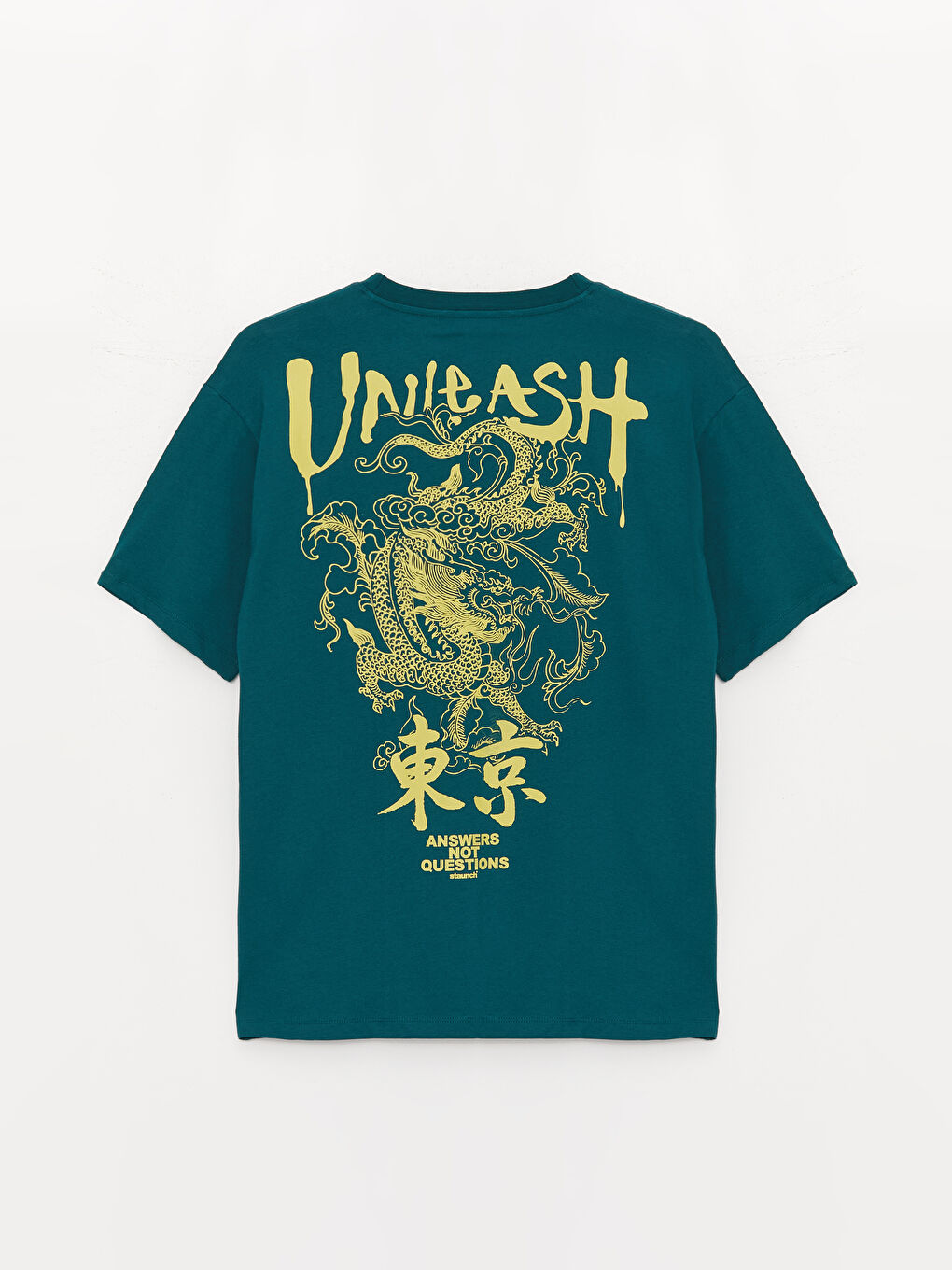 Petrol Bisiklet Yaka Kısa Kollu Baskılı Penye Erkek Tişört-6