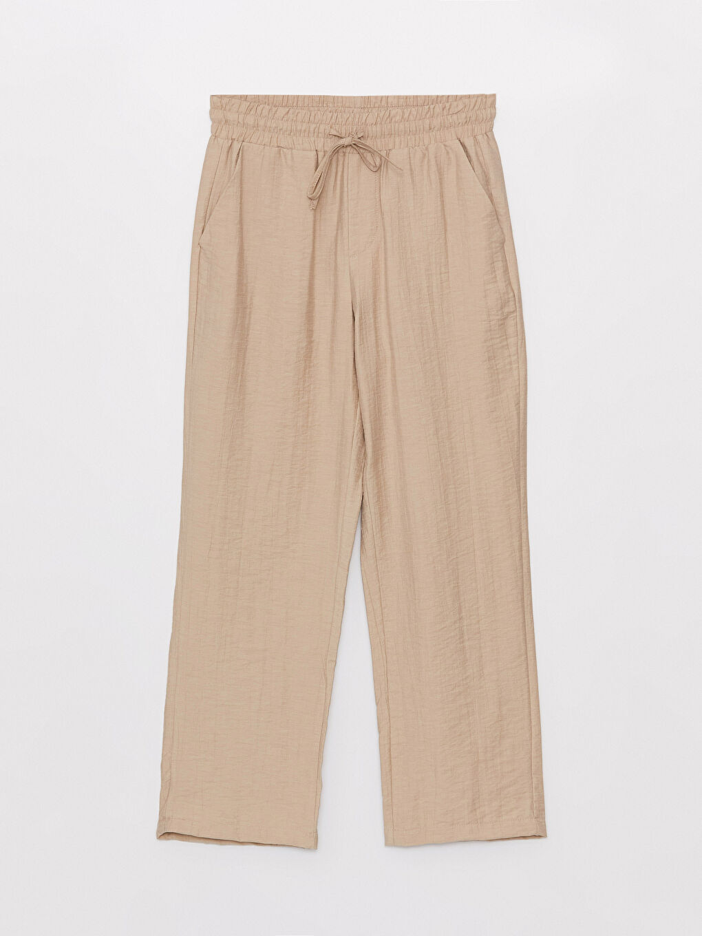 Bej Beli Lastikli Havuç Kesim Kadın Pantolon-5