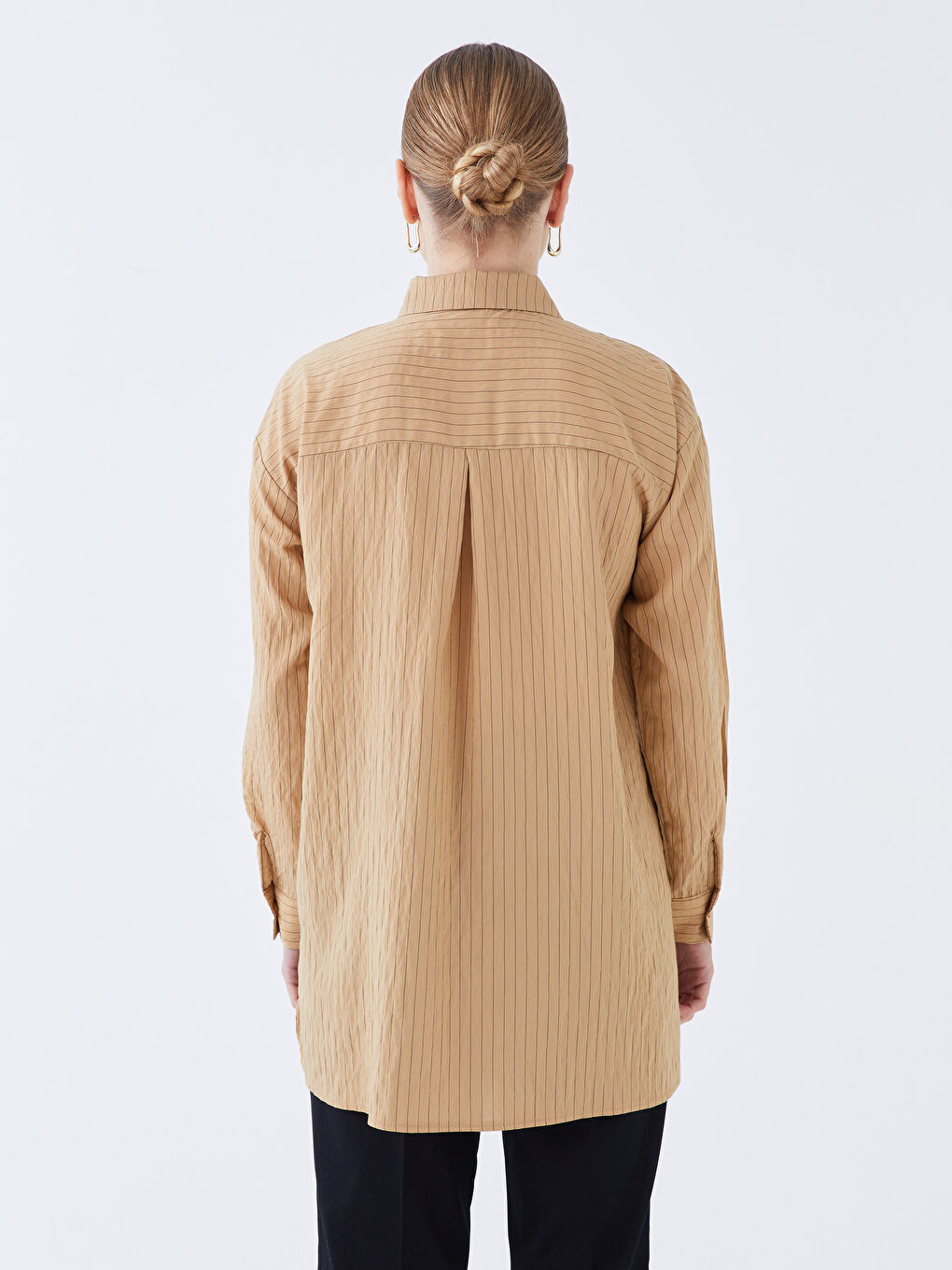 Plain Long Sleeve Oversize Women's Shirt Tunic-4