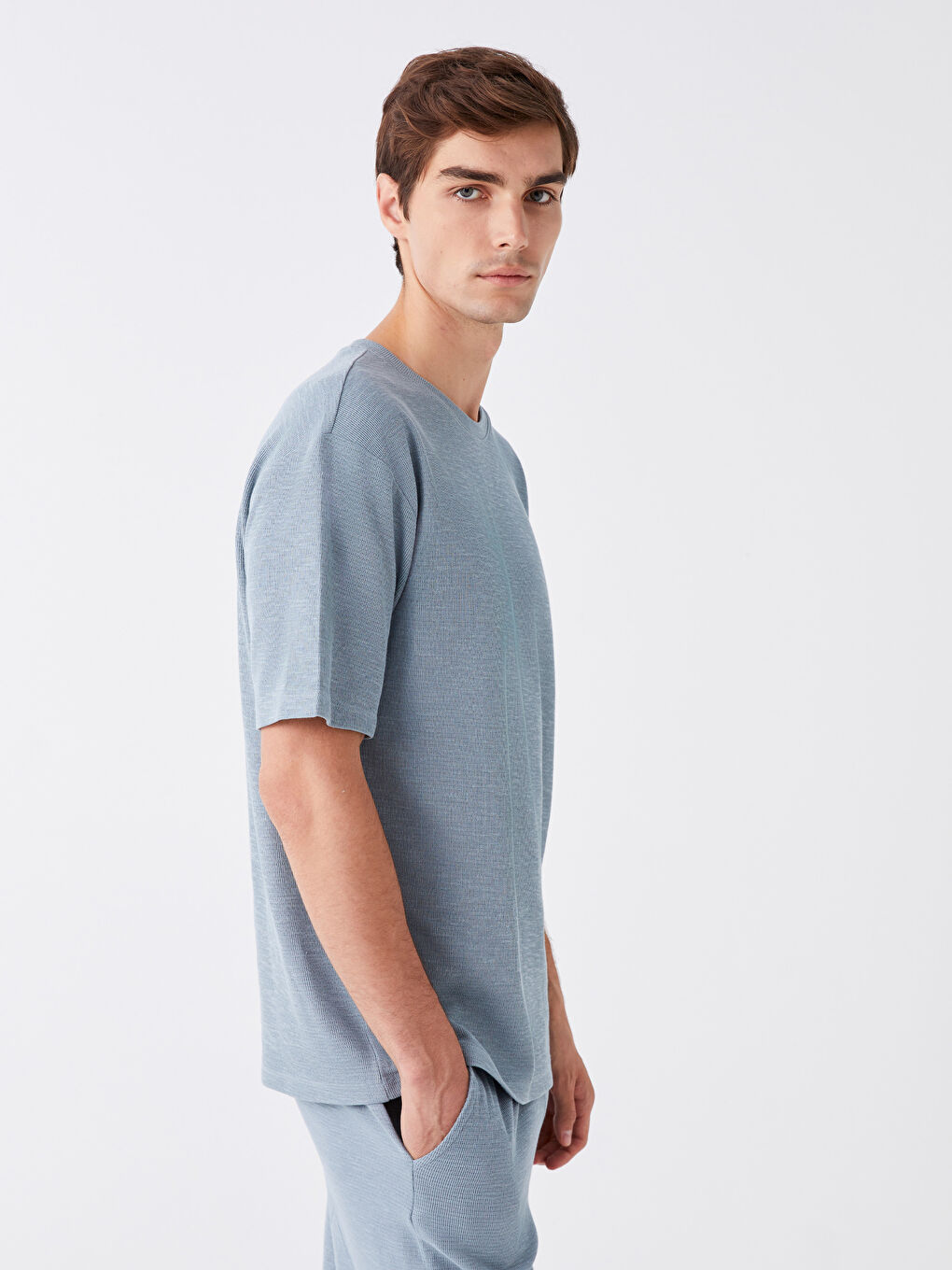 Mavi Bisiklet Yaka Kısa Kollu Erkek Tişört