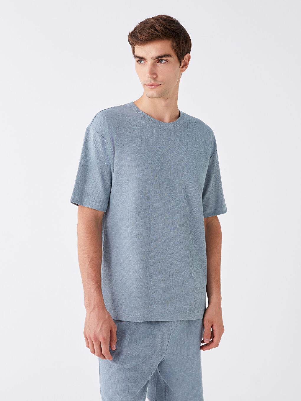 Mavi Bisiklet Yaka Kısa Kollu Erkek Tişört-1