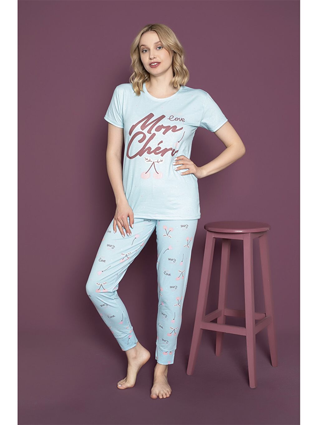 Mavi Bisiklet Yaka Kadın Pijama Takım