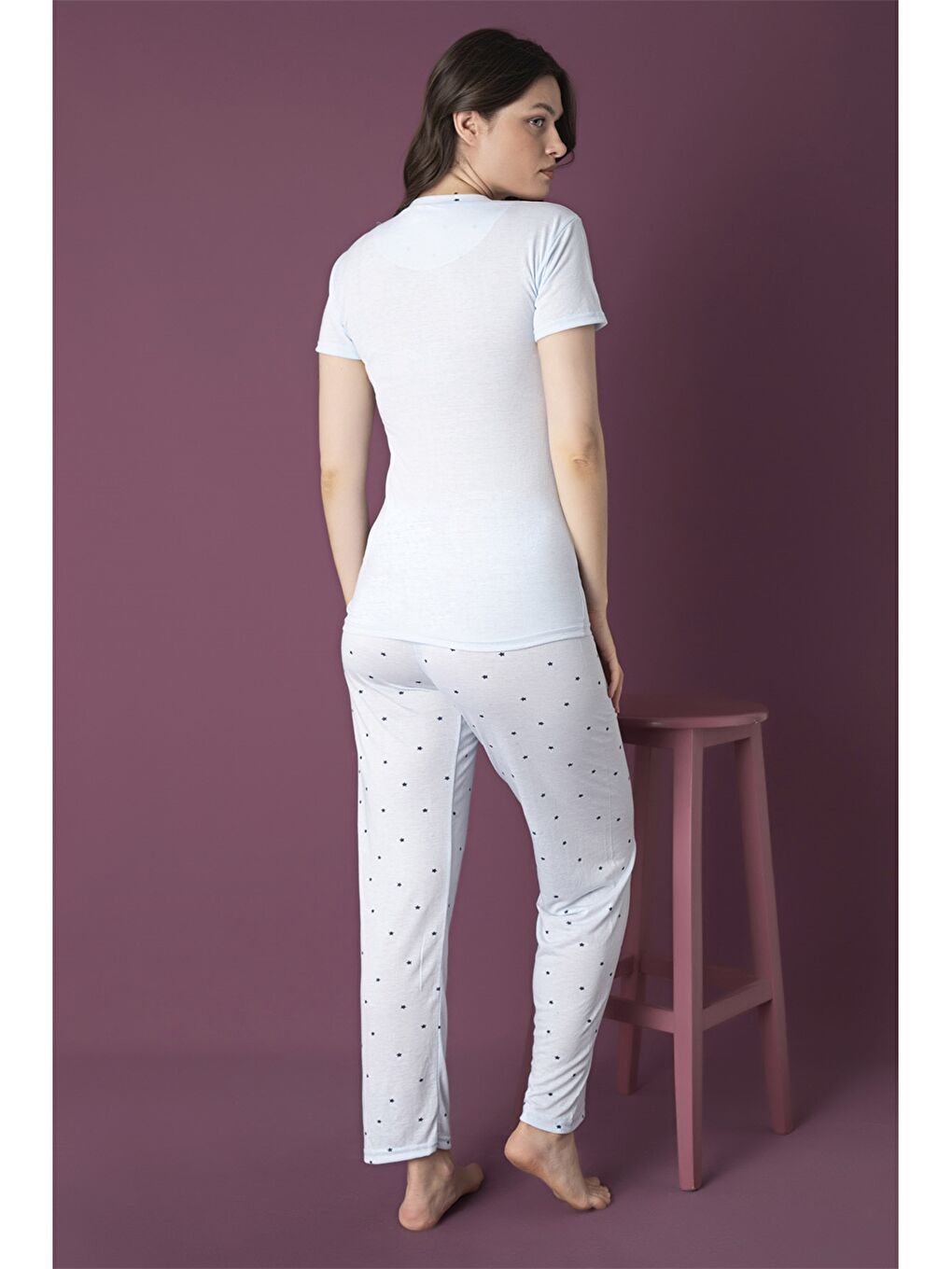 Mavi Bisiklet Yaka Kadın Pijama Takım-1