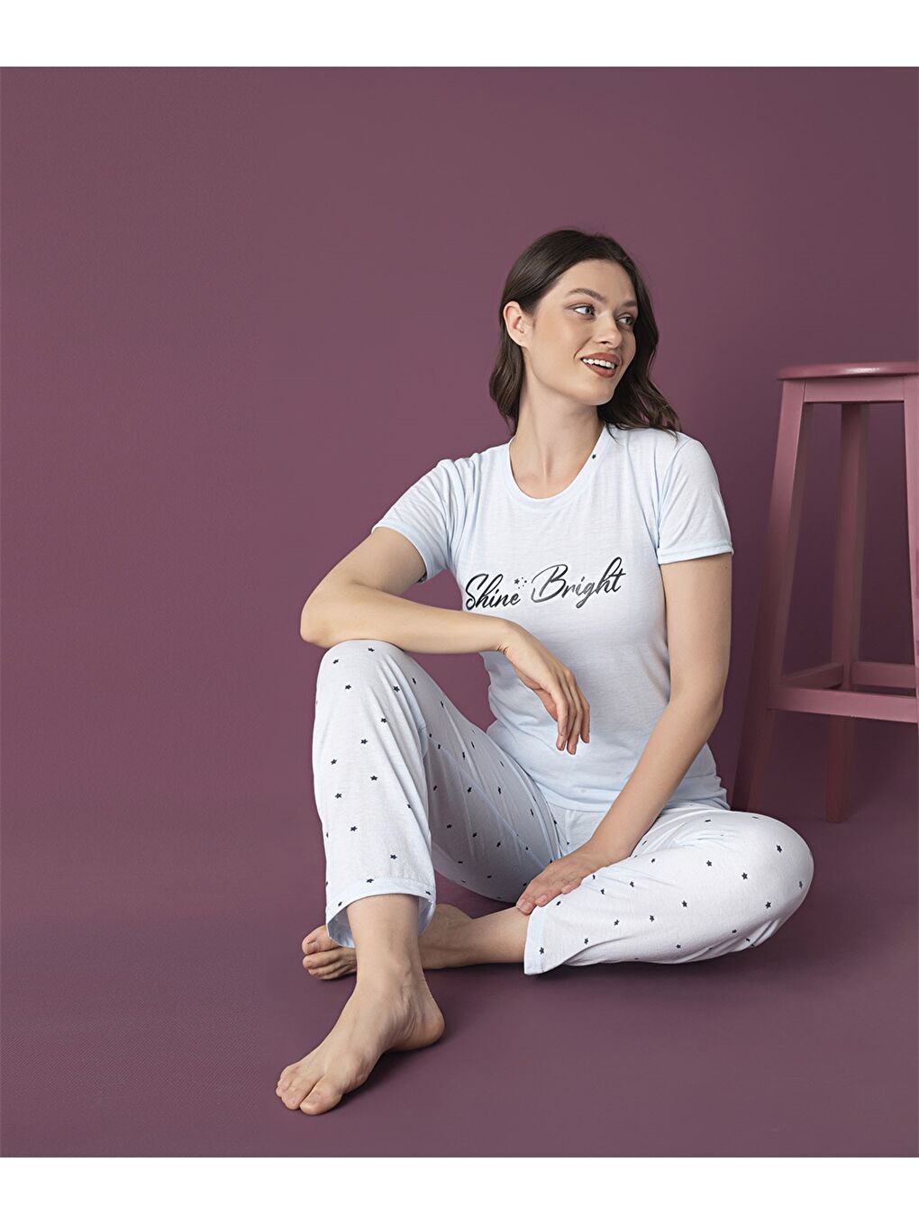 Mavi Bisiklet Yaka Kadın Pijama Takım-2