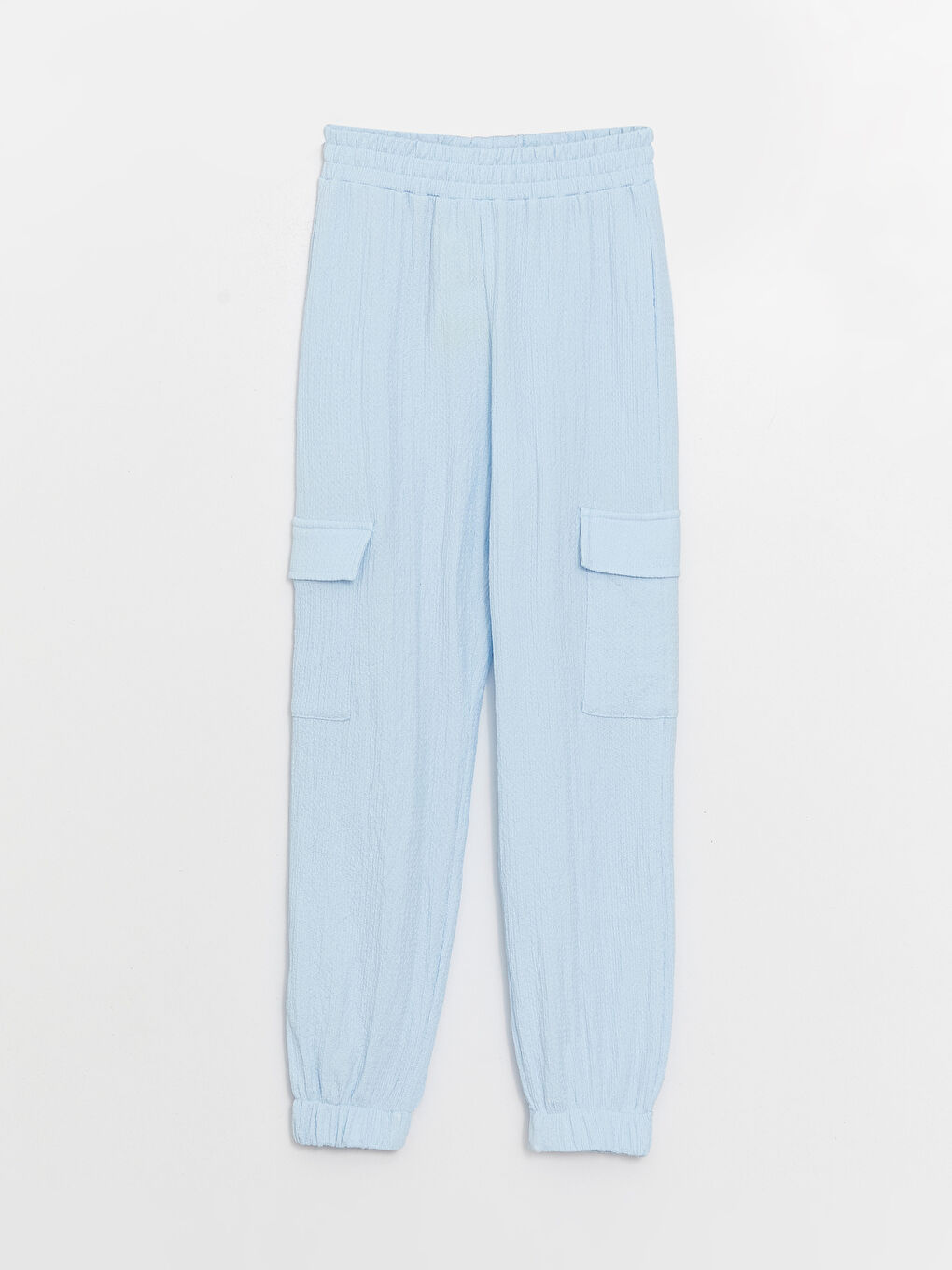 Mavi Beli Lastikli Kız Çocuk Kargo Pantolon