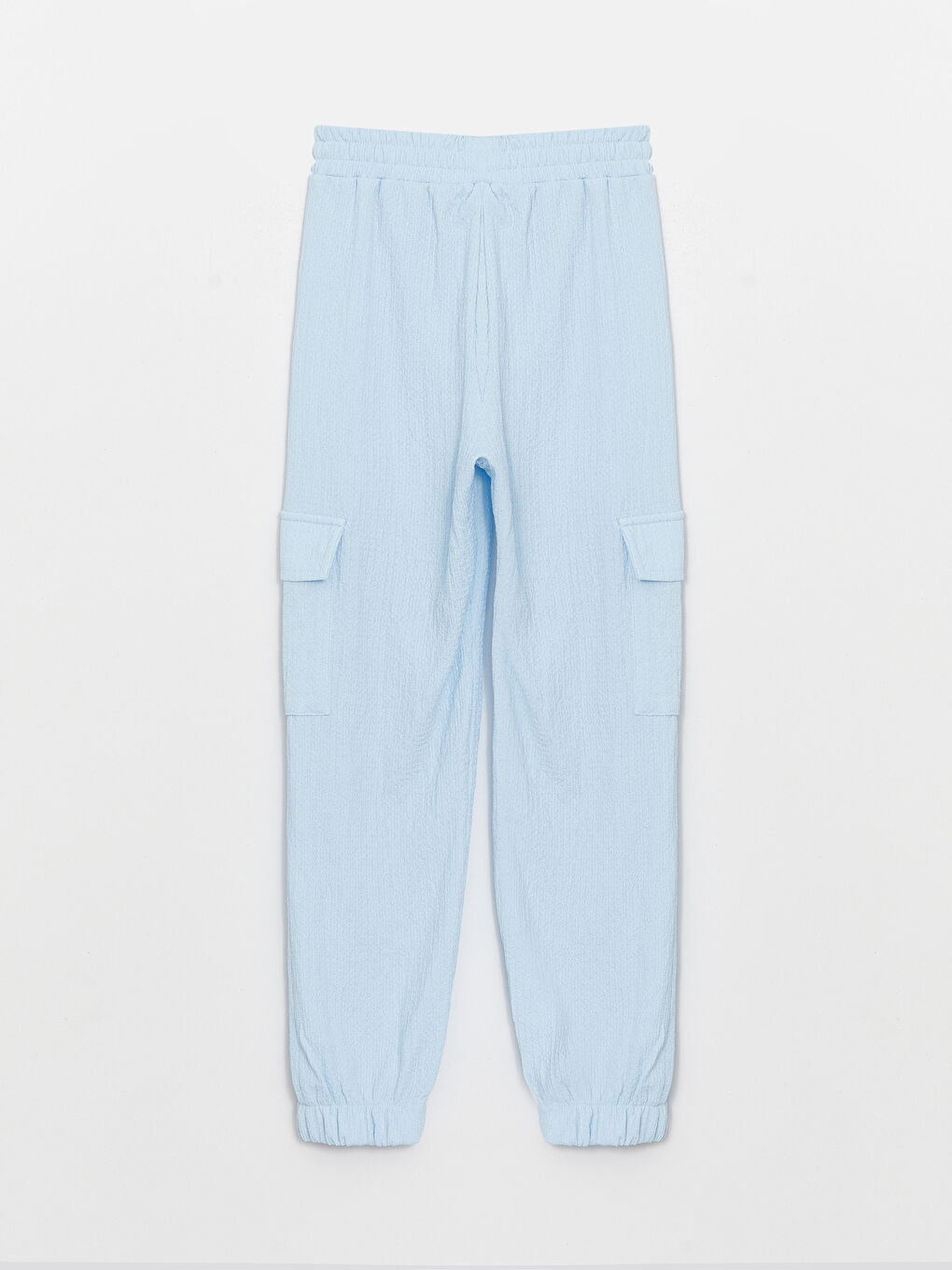 Mavi Beli Lastikli Kız Çocuk Kargo Pantolon-1