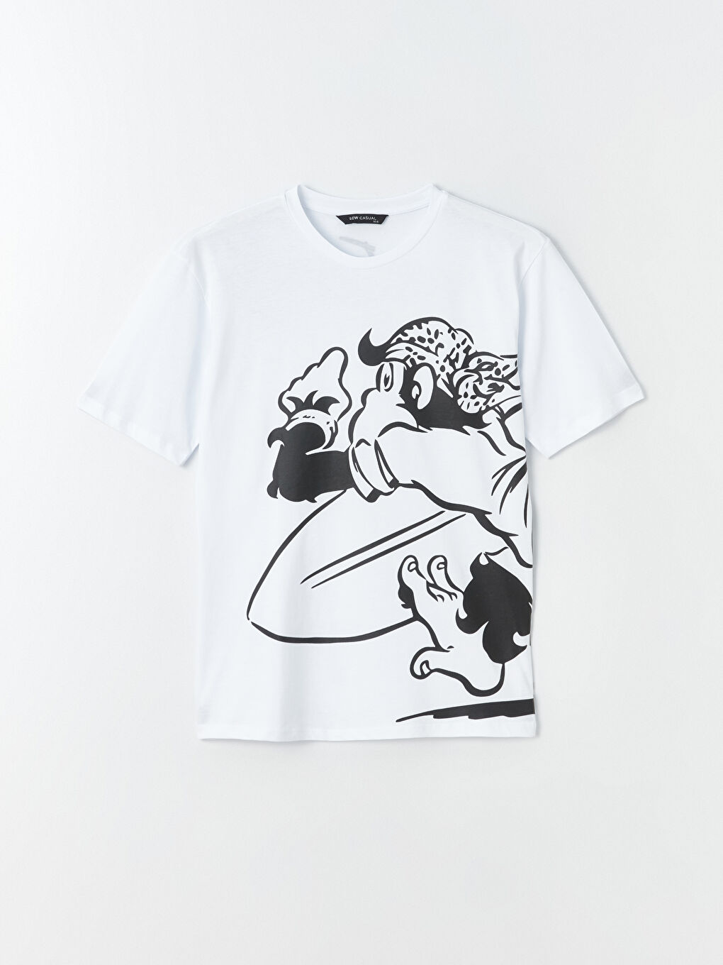 Beyaz Bisiklet Yaka Kısa Kollu Baskılı Penye Erkek Tişört-5