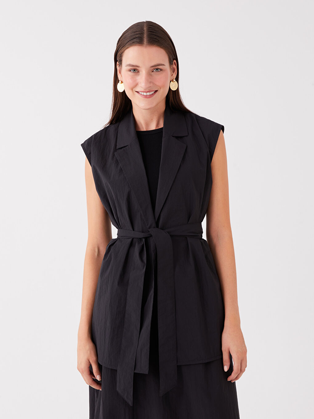 Women's Jacket Neck Plain Classic Waistcoat-1
