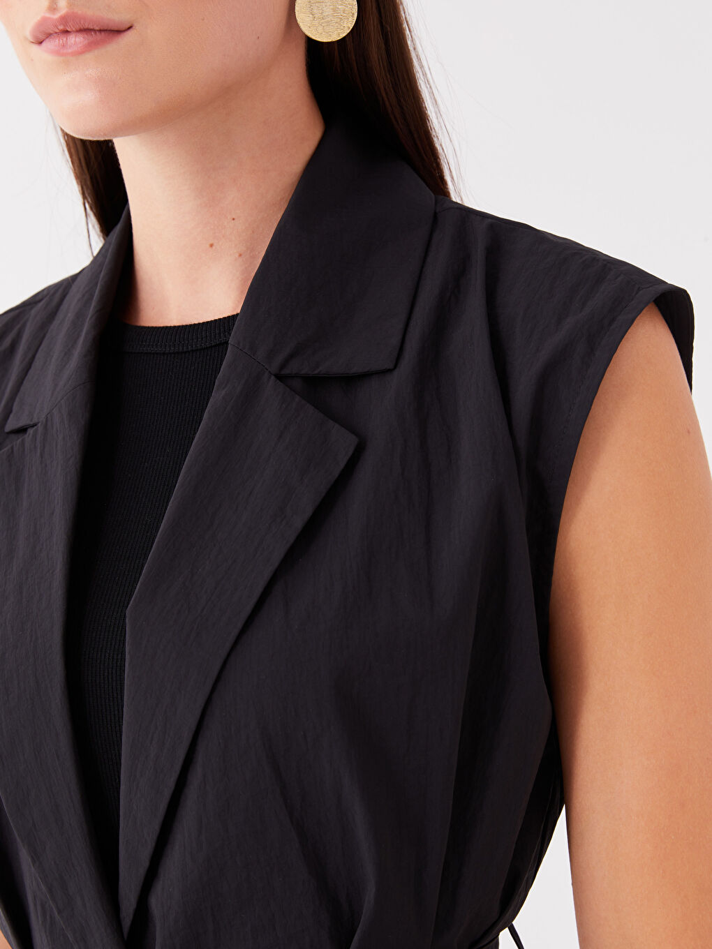 Women's Jacket Neck Plain Classic Waistcoat-3