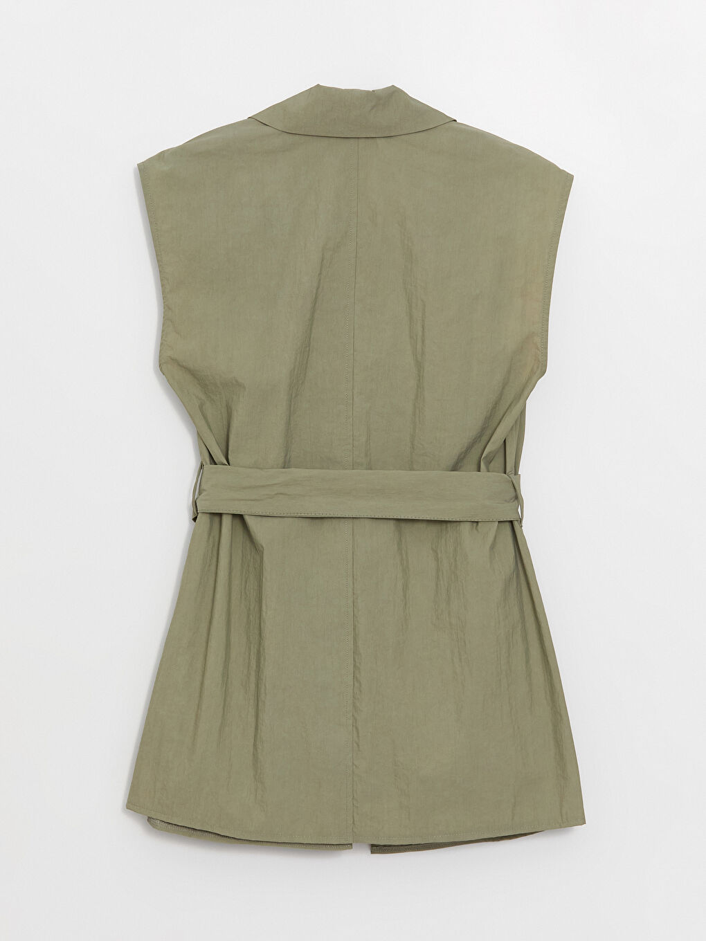 Yeşil Kadın Ceket Yaka Düz Klasik Yelek-6