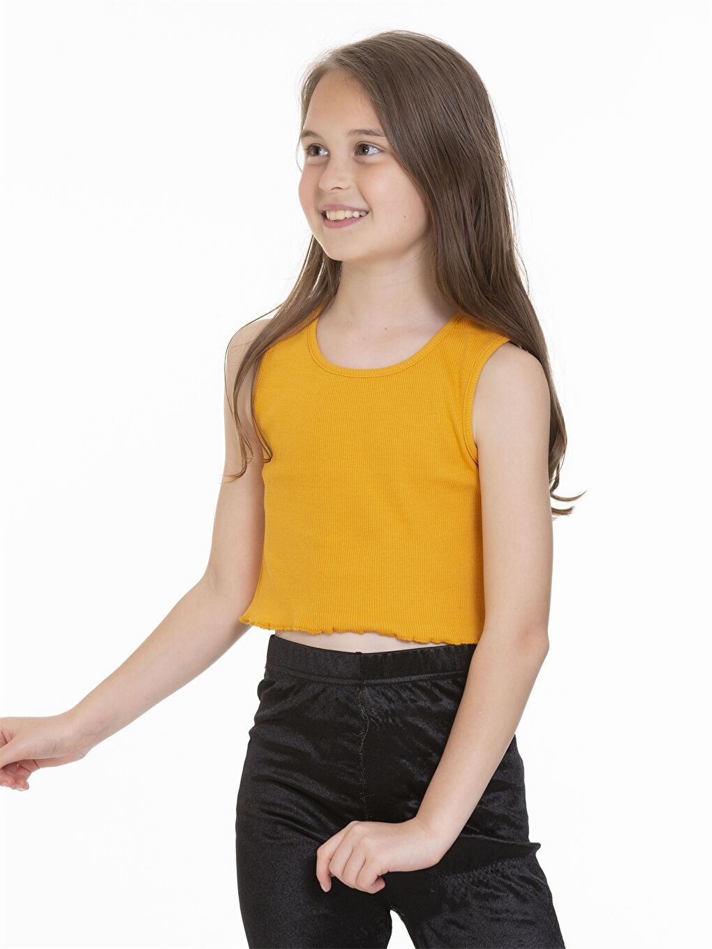 Kahverengi Bisiklet Yaka Basic Kız Çocuk Atlet