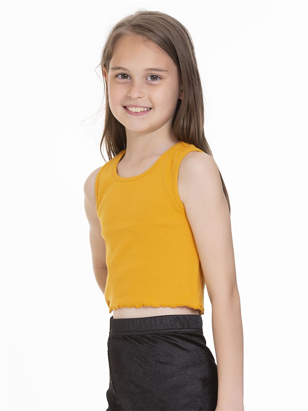 Kahverengi Bisiklet Yaka Basic Kız Çocuk Atlet-2