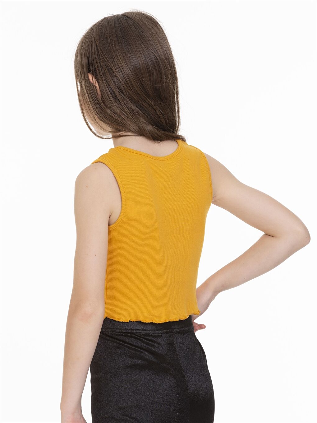 Kahverengi Bisiklet Yaka Basic Kız Çocuk Atlet-3