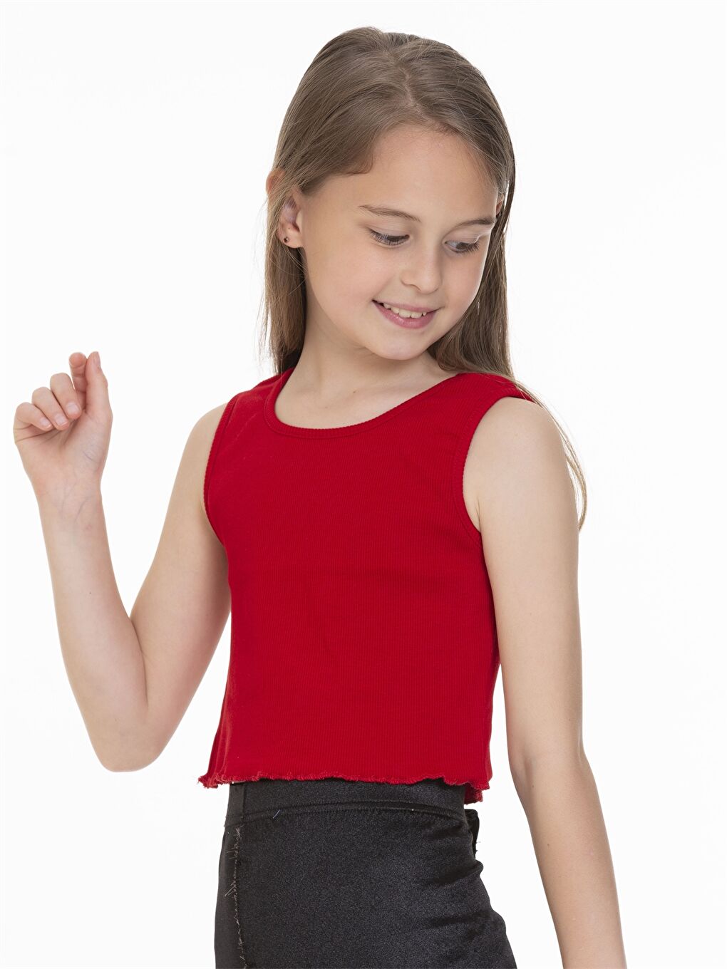 Kırmızı Bisiklet Yaka Basic Kız Çocuk Atlet-2