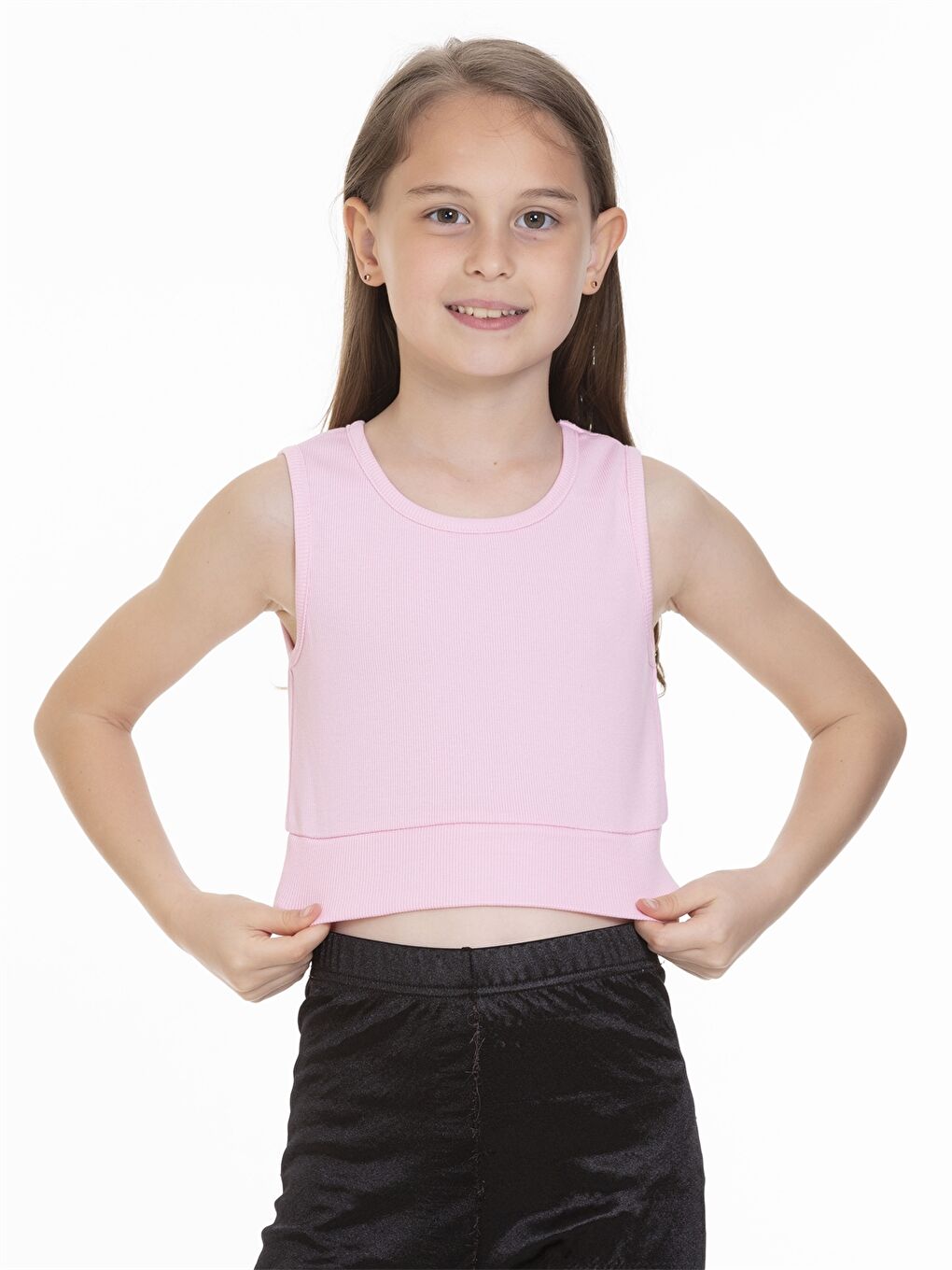 Pembe Bisiklet Yaka Basic Kız Çocuk Atlet-2