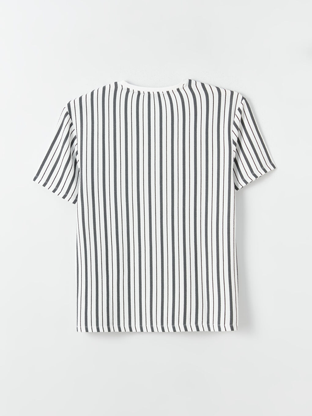 Ekru Bisiklet Yaka Kısa Kollu Çizgili Erkek Tişört-6