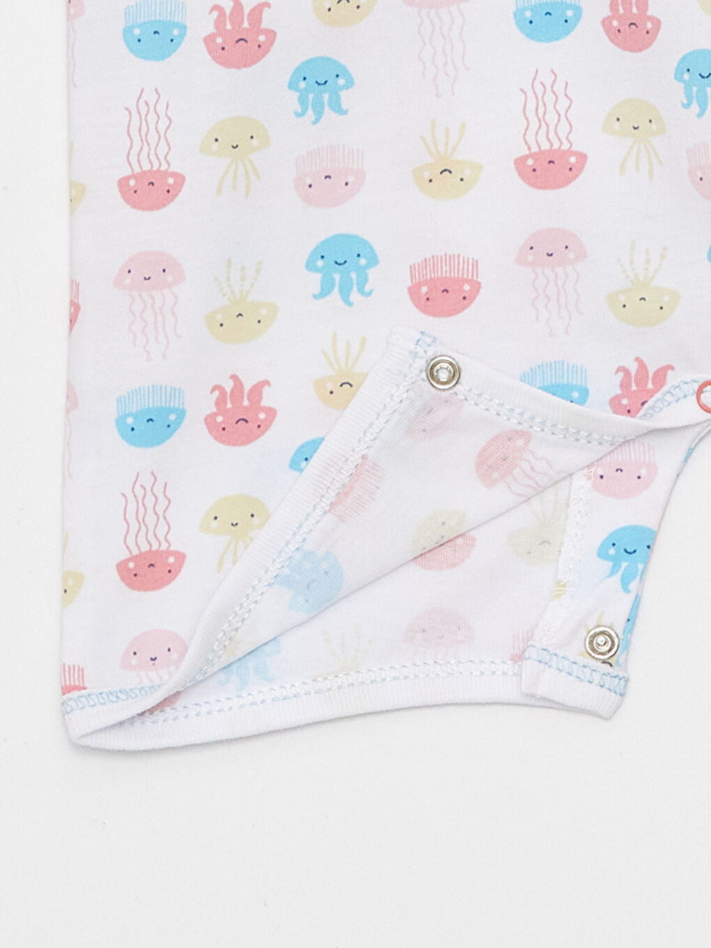 Beyaz Bisiklet Yaka Kısa Kollu Baskılı Kız Bebek Tulum-2