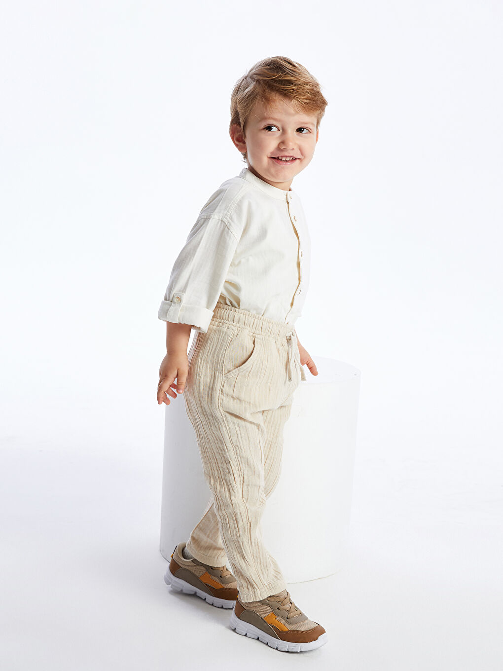 Pantalon Basique Bébé Garçons À Taille Élastiquée-1